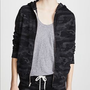 Monrow Camo Zip Up Hoodie